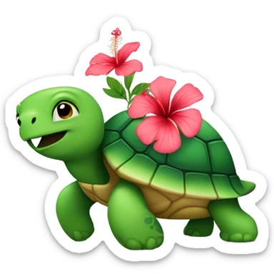 Turtle wearing a hibiscus flower sticker