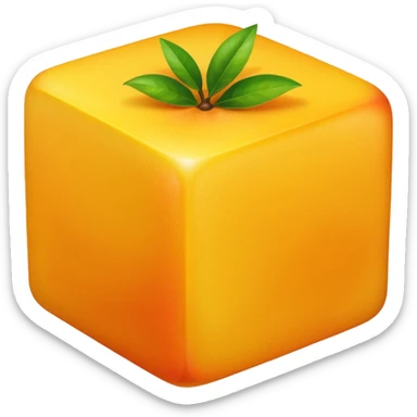 one mango cube from a grid, minimal flat design, bright yellow-orange, isolated, no face, no background, not cartoon sticker