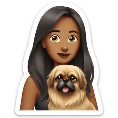 Women with Pekingese sticker