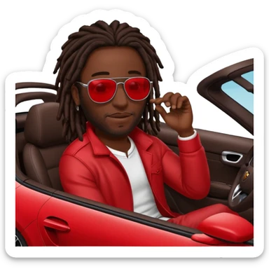 Red Porsche cayenne with black guy with dark brown dreads sitting inside  sticker