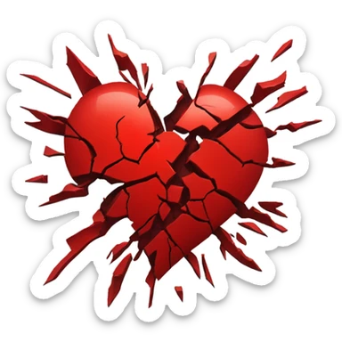 Red shattered heart sticker