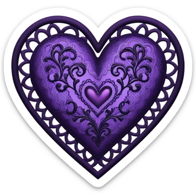 black and purple lace heart sticker