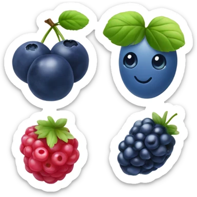  1 blueberry, 1 blackberry, 1 raspberry sticker