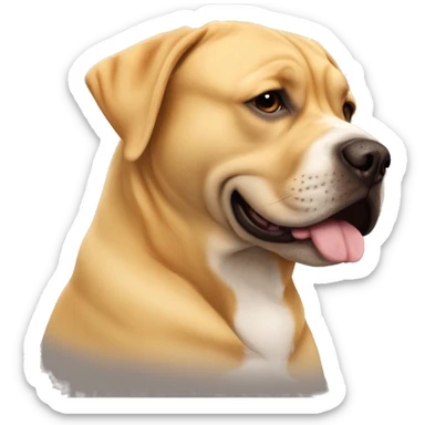 American bully and Golden Labrador retriever hug  sticker
