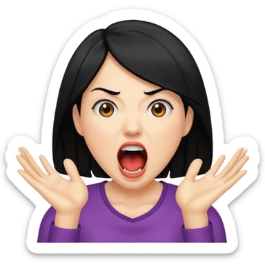 femme cheveux noire peau claire qui crie  sticker