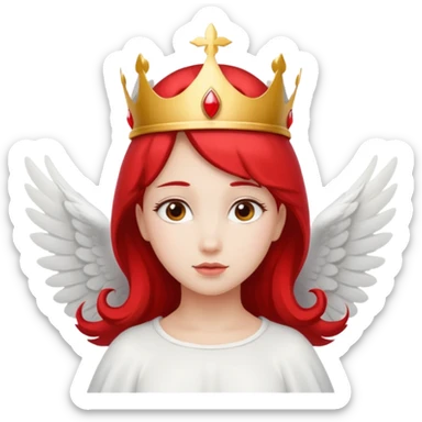 an angel with a red crown on her head, 4 wings sticker