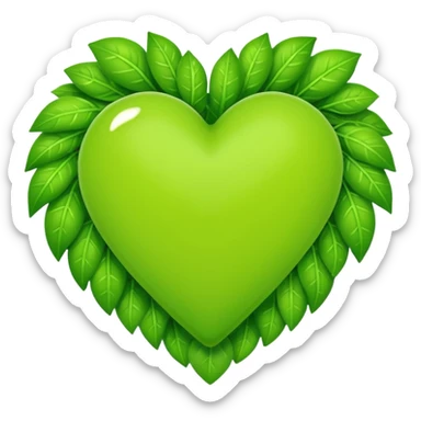 lime green heart with a leaf border sticker