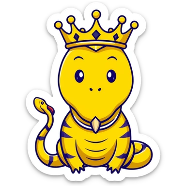 golden snake king with royal attributes sticker