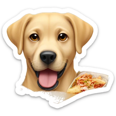 Labrador holding a box of Chinese food in it’s mouth sticker