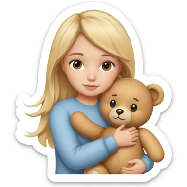 blonde balayage hair girl hugs a teddy bear sticker