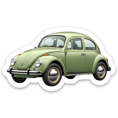 sage green volkswagen beetle  sticker