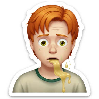 Ron Weasley with ginger hair vomiting slugs sticker