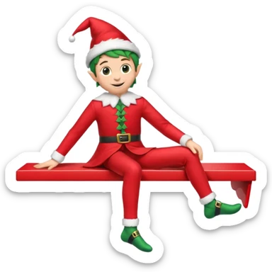 elf on the shelf sitting legs dangling over shelf sticker