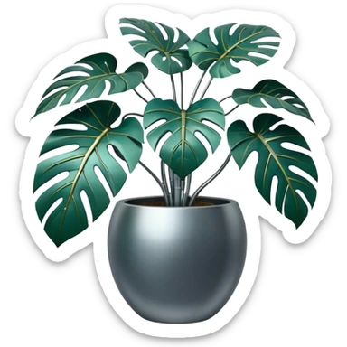 robotic monsterra sticker