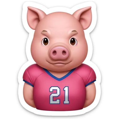 american football player pig with red jersey sticker