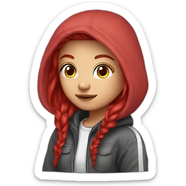 scarlet hair gamer girl wearing hoodie sticker