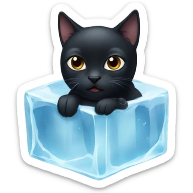 black cat in an ice cube sticker
