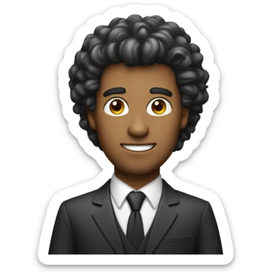 short male business man with big hair sticker