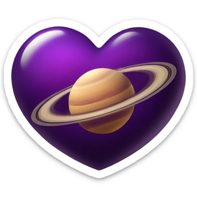 heart shape purple saturn planet sticker