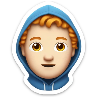 fat, ginger streamer named caseoh wearing a blue hoodie emoji with white pupils sticker