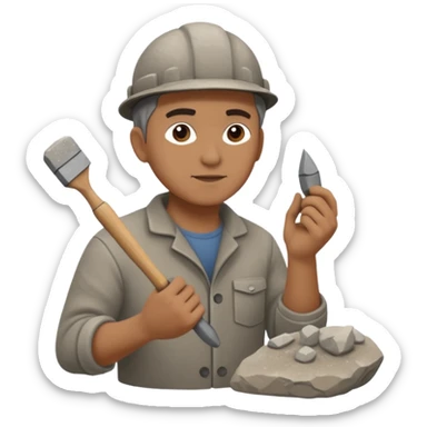 a sculptor during sculpting rock sticker