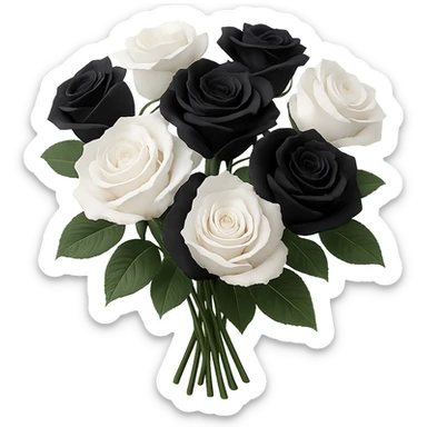bouquet of white and black roses , remove background sticker