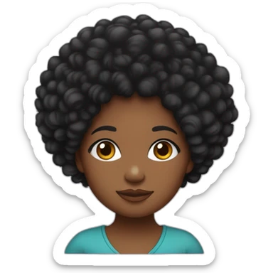 Une fille métisse, congolaise et vietnamienne, mignonne. Elle a des cheveux noirs avec de grosses boucles qui forment un afro. sticker