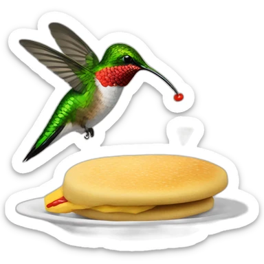 A hummingbird eating a colombian arepa sticker