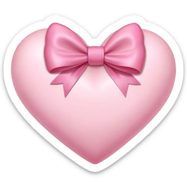 Soft pink heart with pink bow sticker