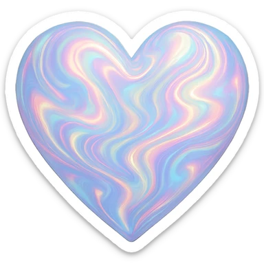 heart with a swirling opalescent pattern, digital illustration sticker