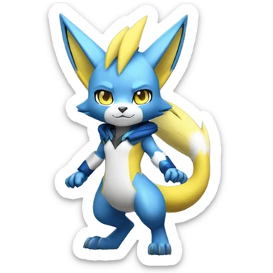 Anthro Cool Chibi Zeraora-Renamon-Pokémon-Fakémon Full Body Detailed High Quality sticker