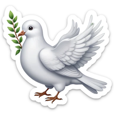 Romantic dove with a green twig sticker