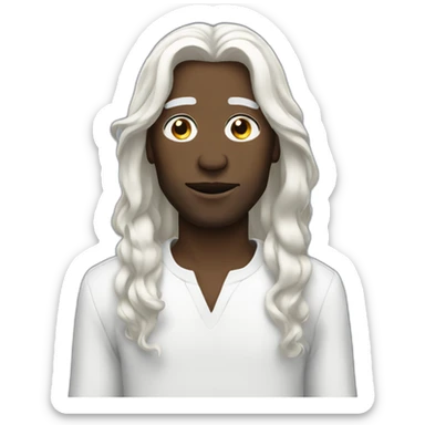 Black man in long white hair wig sticker