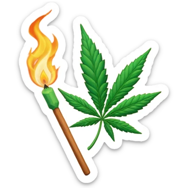 Marijuana leaf running away from lit match stick sticker