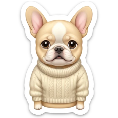Cream colored French bulldog in a sweater  sticker