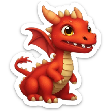 Fuzzy red baby dragon  sticker