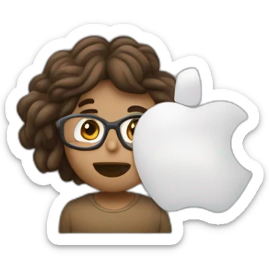 Chico con cabello castaño y piel blanca escribiendo en su macbook sticker