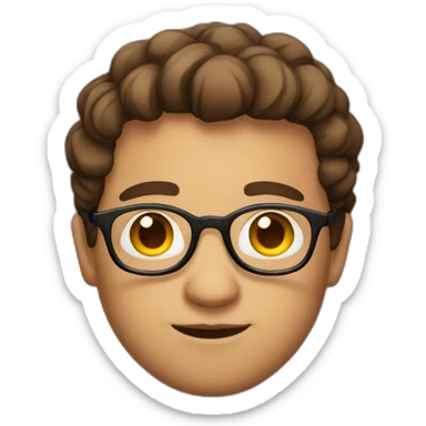 Man with big cheeks glasses round and Brown hair sticker