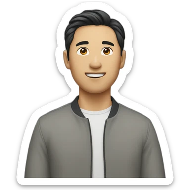 asian male with flow haircut sticker