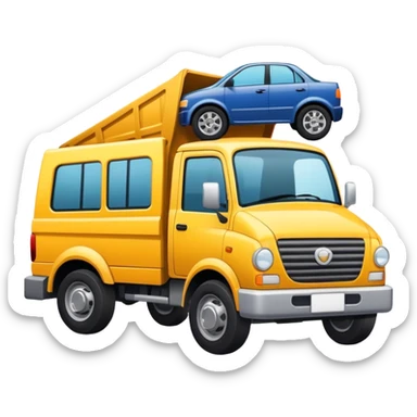 Small truck crashing into car sticker