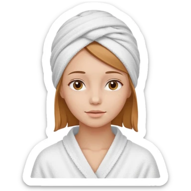 A gril that her head covered with towel and skincare sticker