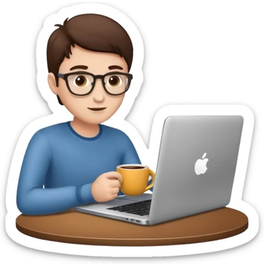 laptop and coffee are on the table. coffee is not on the laptop. sticker