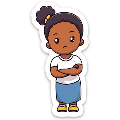 Upset Black girl with dark skin crossing arms with angry expression sticker