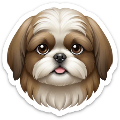Cinematic Noble Shih Tzu Portrait Emoji, Poised and elegant, with a luxurious, flowing fur in refined muted tones, delicate features and wise, gentle eyes, simplified yet meticulously detailed, glowing with a soft, regal radiance, high shine, exuding quiet dignity and timeless charm, soft glowing outline, capturing the essence of a noble Shih Tzu that epitomizes refined poise! sticker