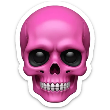 Generate a gothic style emoji of a skull face, in pink. 3D render sticker