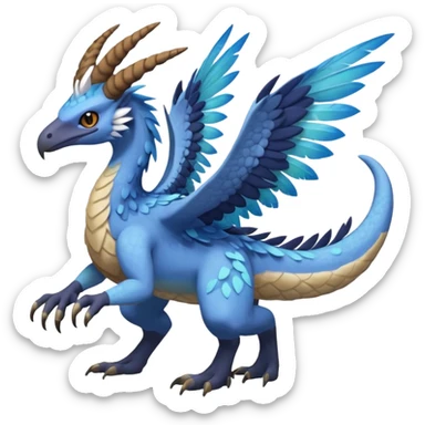 Raptorik scaley feathery horned Amaura-Aurorus-Pokémon-Fakémon-hybrid-fusion-creature, full body sticker