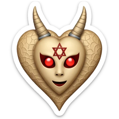 beige heart satanic sticker