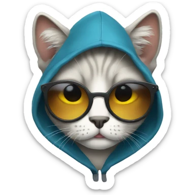 cat wearing hoodie and sunglasses crying sticker