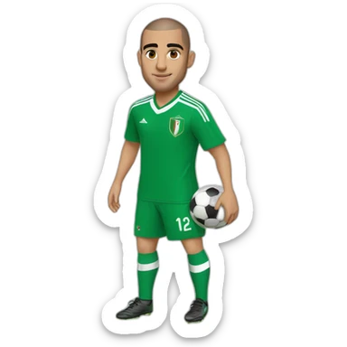 Zinedine Zidan wearing algerian green football kitand holding a ball sticker