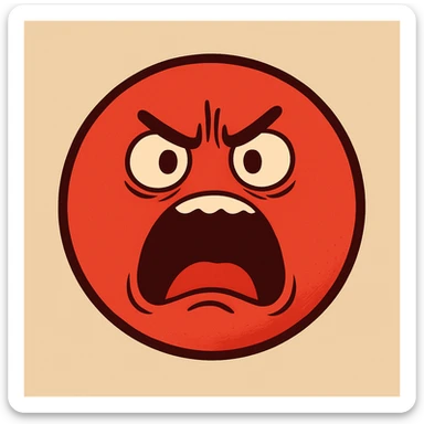 Create an emoji for 'Awful' in a flat, colorful, minimal style with an angry or distressed face and red color, matching the style of the reference image. sticker